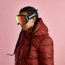 Masque De Ski Sinner Olympia + Matte Black Double Red Sintrast -Equipment De Ski Soldes SIGO 187 10 H59 18